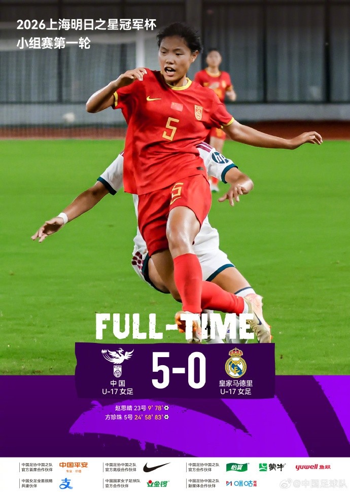 中国U17女足5-0皇马U17,客队实为2026-27赛季U19主力班底